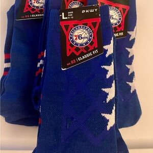 Philadelphia 76ers Blue Classic Fit Socks PKWY 4 Pair Brand New Large 6-12 shoe